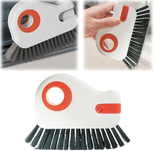 Upgrades 2 in 1 Groove Cleaning Brush Window Track Cleaning Tools, 2026 Multipurpose Hard Bristle Crevice Cleaning Brush with Hidden Scraper, Shutter Door Window Track Kitchen Cleaning Kit (Orange) - color: Orange