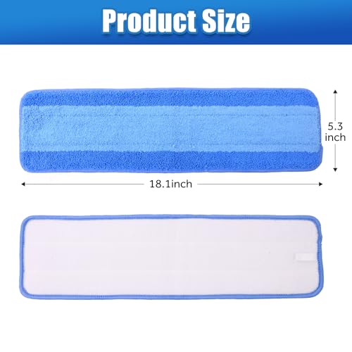 3 Pack Microfiber Cleaning Pads Compatible with Bona Mop Spray Mop Replacement Pad 18 Inch, Machine Washable Reusable, Hardwood & Hard Surface Floors, Clean Pet Hair & Dust