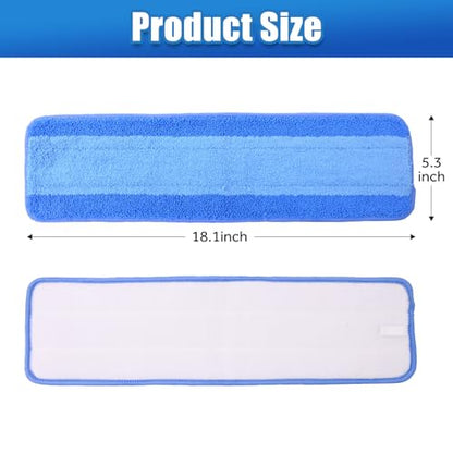 3 Pack Microfiber Cleaning Pads Compatible with Bona Mop Spray Mop Replacement Pad 18 Inch, Machine Washable Reusable, Hardwood & Hard Surface Floors, Clean Pet Hair & Dust
