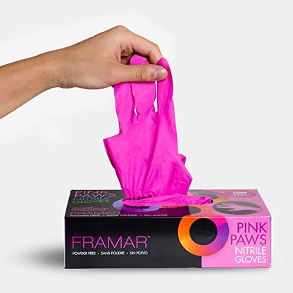 FRAMAR Pink Gloves Disposable Latex Free – Pink Nitrile Gloves Medium, Latex Free Glove Medium, Guantes De Nitrilo, For Hair Dye, Salon, Cleaning, Tattoo, Food Prep, Powder Free – 100 Pack - size: Medium, 100 Count (Pack of 1)