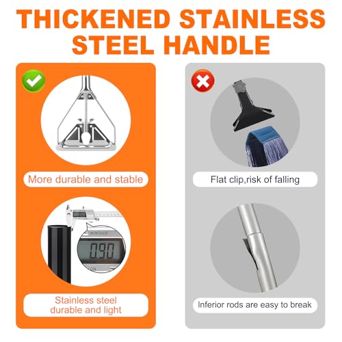 KeFanta 60" Metal Mop Handle Commercial Heavy Duty, Quick Change Industrial Mop Stick Replacemet,Side Gate Mops Head Replacement Holder for Floor Cleaning - style: 1 Pack Mop Handle