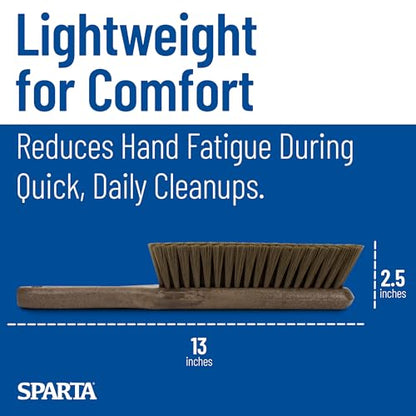 SPARTA 8 Inch Soft Counter Brush with Polyester Bristles and 5 Inch Handle, Color Coded Handheld Broom for Tables Countertops and Foodservice Surfaces, 13 Inch Overall Length, Brown - color: Brown