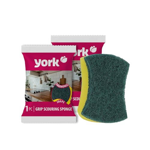 York Scouring Scrubby Non-Scratching Sponge - Pack of 6, Gentle and Effective Cleaning Sponges for Kitchen, Non-Stick Cookware, Glassware, and Household Surfaces