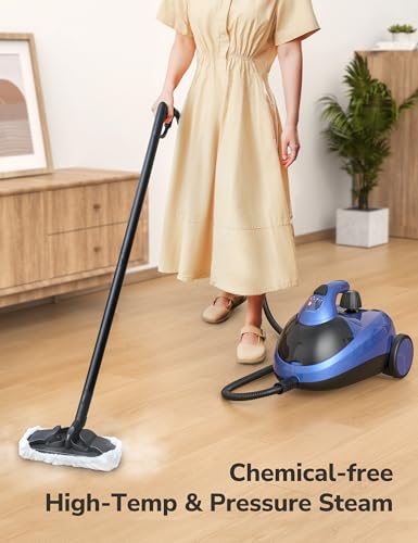 Steam Cleaner, 293°F 58 PSI Powerful Multipurpose Handheld Steam Mop for Home, Built-in Storage, 21 Attachments, 50Oz Capacity, Heavy Duty Canister Steamer for Carpet, Floor, Car, Tile, Crack