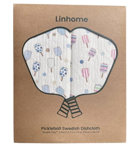 Pickleball Swedish Dishcloth, Reusable Paper Towel, Super Absorbent Cellulose Sponge, Pickleball Pattern, Washable Kitchen Cleaning Cloth (2, Watercolor Baby Pink and Blues Stripe) - color: Watercolor Baby Pink and Blues Stripe