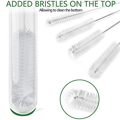 CiaraQ Bottle Cleaning Brushes, 9.8 Inch Nylon Tube Brush Set, Cleaner for Narrow Neck Bottles Cups with Hook, Set of 10pcs - color: White, size: 9.8 Inch (10pcs)