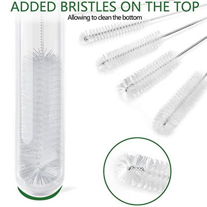 CiaraQ Bottle Cleaning Brushes, 8 Inch Nylon Tube Brush Set, Cleaner for Narrow Neck Bottles Cups with Hook, Set of 13pcs, White - color: White, size: 8.0 Inch (13pcs)