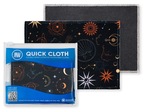Microfiber Wholesale Quick Cloth Glasses Cleaning Cloths–5x7 Astrology 2-Pack with Case | Double-Sided Lens Cleaner for Eyeglasses, Camera, Screens & Glass | Reusable Microfiber Glass Polishing Cloths - color: Astrology, size: 5"x7"
