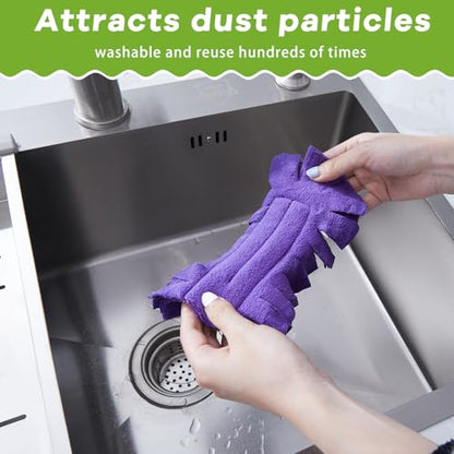 Zubebe 15 Pcs Duster Refill Reusable Fleece Duster Refills Feather Flat Dusters Multi Surface Washable Cleaning Pads Tools for Home, Blinds, Car, Pet, Furniture, Fans (Dark Color) - color: Dark Color