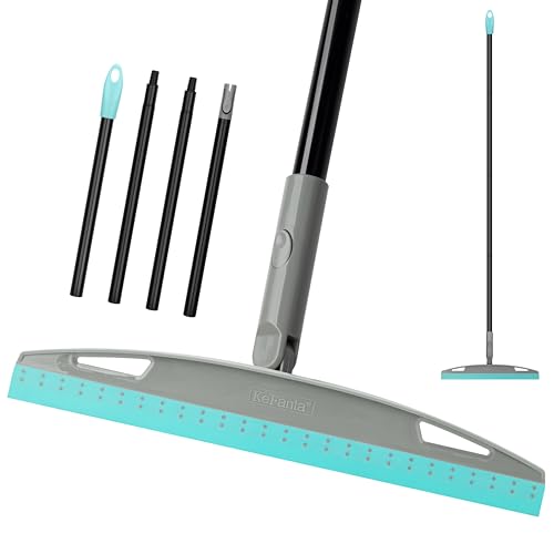 Multifunction Rubber Air Broom, Silicone Floor Squeegee Broom with 59" Long Handle, Scraping Broom for Floor Bathroom Kitchen Shower Tile Pet Hair Fur Marble Glass Water Window Foam Cleaning, Blue - color: Blue Air Broom