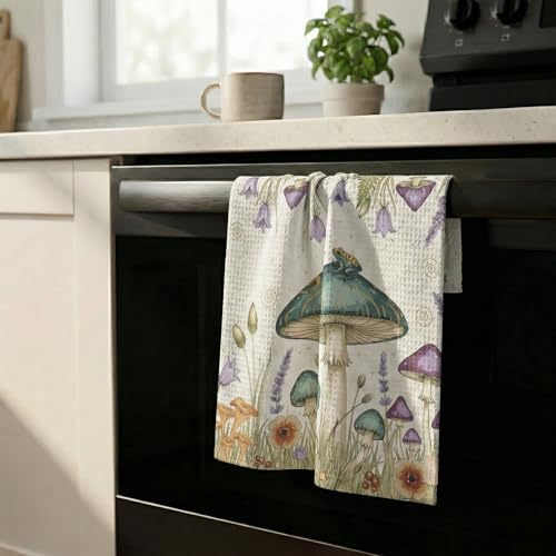 Waffle Kitchen Towels Set of 2 - Ultra Absorbent Quick Dry Dish Towels - Sustainable Reusable Cleaning Tea Towels - Lightweight Hand Towels for Kitchen & Bathroom, 16” x 28” (Jungle) - style: Jungle