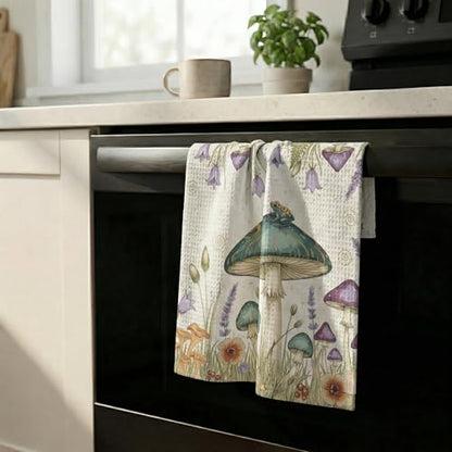 Waffle Kitchen Towels Set of 2 - Ultra Absorbent Quick Dry Dish Towels - Sustainable Reusable Cleaning Tea Towels - Lightweight Hand Towels for Kitchen & Bathroom, 16” x 28” (Jungle) - style: Jungle