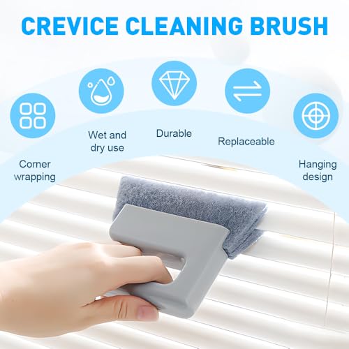 Window Track Cleaner,Multifucation Window Groove Cleaning Brush Tools Set,Sliding Door Track Cleaner Tool,Handheld Cleaning Brush for Window lides Gaps,Shutter Slats,Car Vents (2PC Grey) - color: 2pc Grey