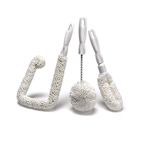 Set of 3 Glassware Cleaning Brush Kit - Non-Scratch, Foam Wine Glass Cleaning Brush Set for Glassware, Decanter, Mug, Stemware - for Home, Restaurant, Bar, Hotel - by FryOilSaver Co. - size: Set of 3