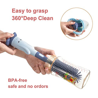 Chemimoso Multifunctional Cleaning Brush, Baby Bottle Brush, Bottle Brush Cleaner Set, Pink, Silicone and Nylon Brush - color: Pink 1