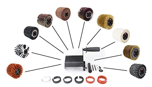 Aidelife Synthetic Fibre Abrasive Brush Drum for Grinding Machine Renovator,for Flat Metal and Wood Surfaces and for Satin Finishing of Unpainted Metals Ø120x100, Wire Drawing Machine attachment - style: for Grinding Machine