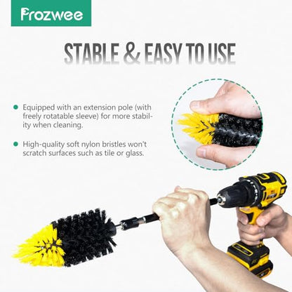 2PACK Tile Corner Drill Brush,Upgraded Powerful Scrubber Brush Made to Tackle Corner Stains,Cleaning Corner of Grout, Tiles, Sinks, Bathtub, Bathroom, Kitchen - size: 2PCS Brush