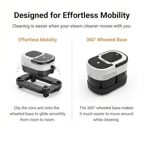2-in-1 Steam Cleaner & Steam Mop for Home | 1.6L Tank for 60 Mins Runtime | 15s Fast Heat Up Portable Steamer with Wheels & 3-Level Handle | for Car, Tile Grout, Floor, Upholstery, 16-Piece Kit