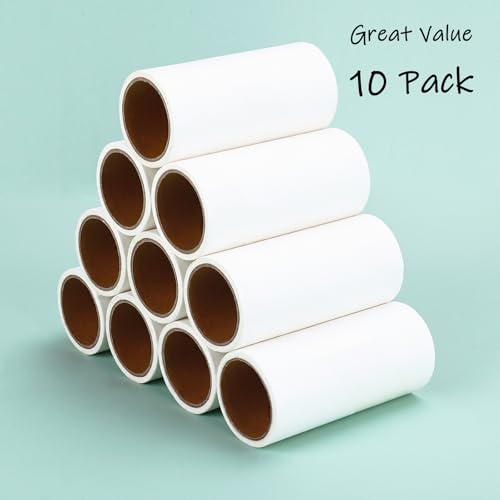 Lint Roller Refills 4 inch Bulk 10 Rolls Total 600 Sheets Extra Sticky Lint Remover Replacement Refills Compatible with Evercare PetLovers Muji IKEA and Others (Inside Dia. 1-1/2 inch) - size: Inside Dia. 1-1/2 inch
