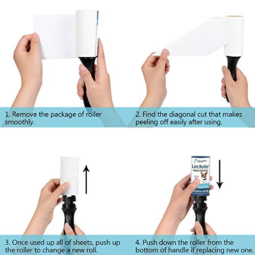 Lint Rollers for Pet Hair Extra Sticky, Dog Cat Pet Hair Remover Couch Lint Roller Travel Size Lint Remover for Clothes, 2 Reusable Handles+8 Lint Roller Refills Pack, 512 Sheets Total