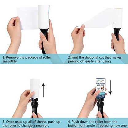Lint Rollers for Pet Hair Extra Sticky, Dog Cat Pet Hair Remover Couch Lint Roller Travel Size Lint Remover for Clothes, 2 Reusable Handles+8 Lint Roller Refills Pack, 512 Sheets Total