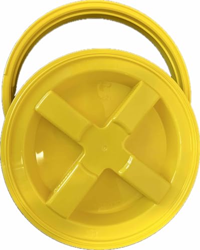 House Naturals 5 Gallon Plastic Food Grade BPA Free Made in USA Bucket Pail with Air Tight Double Gasket Screw on Lid(Pack of 3) (Yellow and Yellow lids) - color: Yellow and Yellow Lids