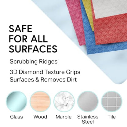 Swedish Wholesale Dishcloths Reusable 8" x 7" Sponge Cloths, Bulk 10 Pack of High Absorbent Cellulose Dish & Kitchen Cleaning Hand Towels, Wring to Dry & Machine Wash, Odor Resistant, Blue - color: Blue