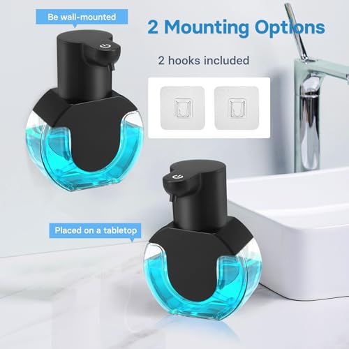 Automatic Soap Dispenser Touchless,14.2oz/420ML Auto Liquid Soap Dispenser,Rechargeabled Wall Mounted Smart Pump for Bathroom Kitchen,Black - color: Black, style: Foam