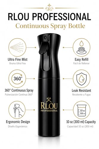 Continuous Spray bottle 300ml Ultra fine Mist Water sprayer for barbers, Hairstylist use