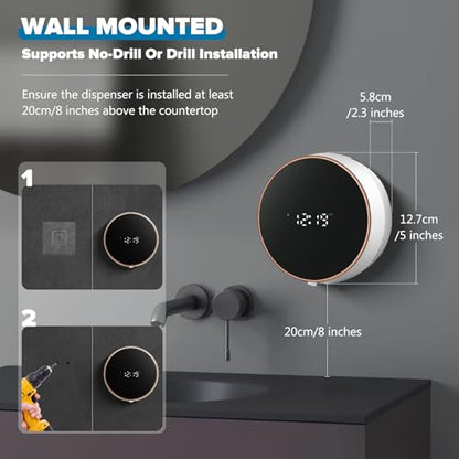 Automatic Soap Dispenser Liquid Bathroom: Wall Mount Rechargeable Touchless Adjustable Auto Smart Electric Plastic White Soap Dispenser with Clock - Kitchen - Hand Dish Lotion Couple Kids - color: Liquid White