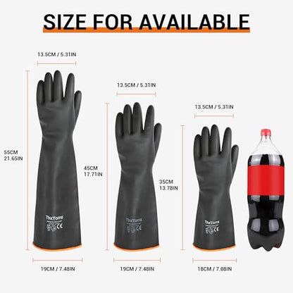 ThxToms Heavy Duty Chemical Resistant Latex Gloves, Waterproof Rubber Gloves, Puncture Resistant, Acid Oil & Alkali Resistant for Industrial Cleaning, Gardening, 18", 1 Pair - color: 18"