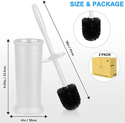 Toilet Brush and Holder 2 Pack, Toilet Bowl Brush with Extra Long Handle, Toilet Scrubber and Covered Holder, Toilet Brushes for Bathroom-Space Saving, Covered Brush, Durable, Deep Cleaning(White) - color: White