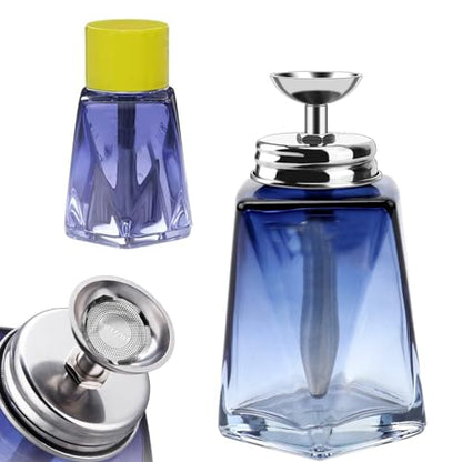 5 Oz/ 150ml Glass Push Down Pump Dispenser Bottle With Cap Push Down Glass Empty Pump Dispenser for Alcohol Makeup Clear Refillable Bottle Hand Pumping Press Container (2Pcs-Square Shaped) - color: Clear - 150ml - Square - 2pcs