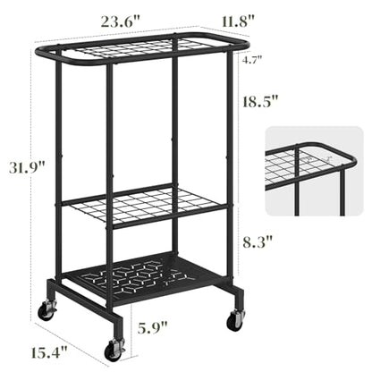 Garden Tool Organizer with Wheels, Yard Tool Rack Heavy Duty Steel Tool Organizer and Storage Holder Broom Holder for Garage, Shed, Patio, Indoor/Outdoor - style: Rack with Wheels