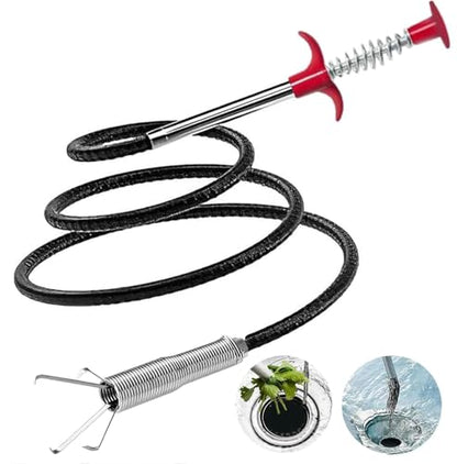 Drain Snake for Hair Clogs, 76 Inch Plumbing Auger Tool with Hook, Sink Snake Drain Clog Remover for Tub Pipes - style: 76"