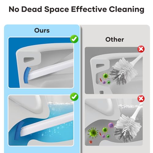 2 Pack Disposable Toilet Brush and Holder Set, Wall Mounted Toilte Wand Kit, Disposable Bowl Ceaner Wand and Caddy with 96 Refills for Closestool Cleaning