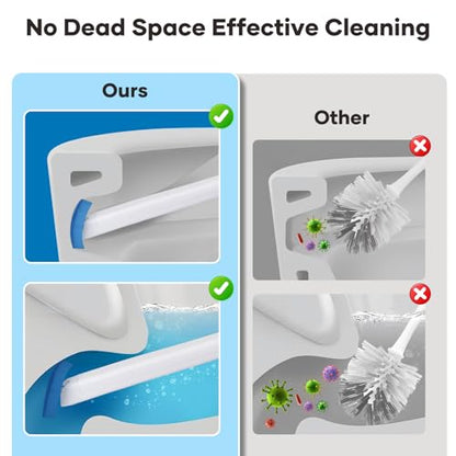 2 Pack Disposable Toilet Brush and Holder Set, Wall Mounted Toilte Wand Kit, Disposable Bowl Ceaner Wand and Caddy with 96 Refills for Closestool Cleaning