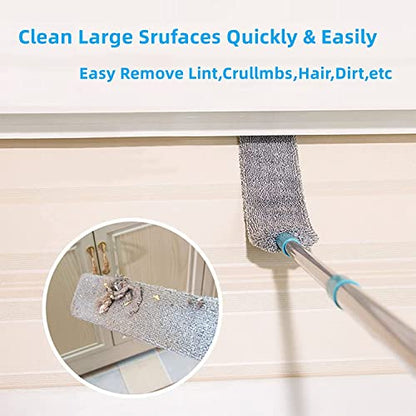 Retractable Gap Dust Cleaner Under Appliance Microfiber Duster Dust Brush with Extension Pole (36 to 49 inches) Cleaning Duster for Bed High Ceilings Furniture Bottom Household Gap Duster Gray - style: 1PC Flat Duster with 2 cloths