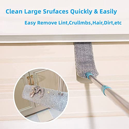 Retractable Gap Dust Cleaner Under Appliance Microfiber Duster Dust Brush with Extension Pole (36 to 49 inches) Cleaning Duster for Bed High Ceilings Furniture Bottom Household Gap Duster Gray - style: 1PC Flat Duster with 2 cloths