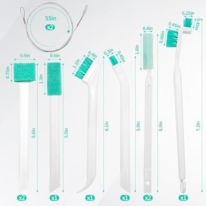10Pcs Ice Maker Cleaning Brush Kit- 8 Pcs Crevice Cleaning Brush and 2 Pcs Drain Pipe Brushes Small Cleaning Tools for Tight Spaces Corner