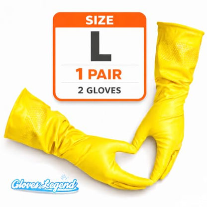 Size Large Yellow Household Kitchen Cleaning Dishwashing Reuseable Gloves