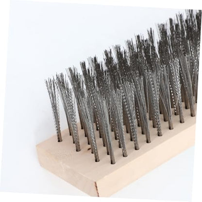 Zerodeko Hard Scrub Brush with Stainless Steel Handle Heavy Duty Patio and Concrete Cleaning Tool Stiff Bristles for Efficient Grime Removal
