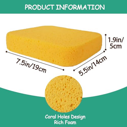 2-Pack Extra Large Cleaning Sponges (7.5" x 5.5" x 1.9") – Heavy Duty Grouting, Car Wash & Multi-Surface Sponge – Non-Scratch PU Foam for Tile, Dishes, Cars & Crafts Super Absorbent - size: 2Pcs