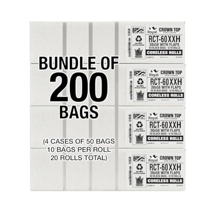 Aluf Plastics 55 Gallon Trash Bags Heavy Duty - (Huge 200 Pack) - 2.0 MIL Thick (equiv) - 38" x 58" - Garbage Bags for Toter, Contractors, Lawn, Leaf, Commercial, Kitchen, Industrial - style: 55-60 Gal, 2 Mil Equiv, 200 Count