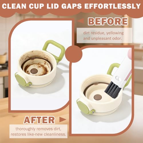 3 in 1 Cup Lid Cleaning Brush, Multifunctional Crevice Gap Cleaner for Tumbler Water Bottle Lid, Deep Clean Tool for Home Kitchen, Red Blue White（3 PCS） - color: Red, Blue, White(bear)