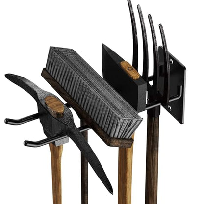 4-Pack Heavy-Duty Garage Wall Hooks, Solid Steel Tool Hanger for Shovel, Rake, Broom, Yard & Garage Organization