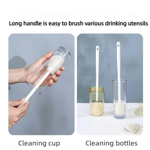 Bloame All Angle Bottle Brush,Bloames Narrow Cleaning Brush,360°Multifunction Long Bottle Brush Narrows Neck,Silicone Soft Rotating Cleaning Cup Brush,for Cups, Coffee Mug Any Bottle Mouth Brush. (2)