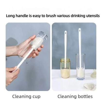 Bloame All Angle Bottle Brush,Bloames Narrow Cleaning Brush,360°Multifunction Long Bottle Brush Narrows Neck,Silicone Soft Rotating Cleaning Cup Brush,for Cups, Coffee Mug Any Bottle Mouth Brush. (2)