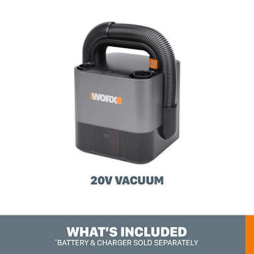 WORX WX030L.9 20V Power Share Cordless Cube Vac Compact Vacuum, Bare Tool Only, No Battery, Black - style: bare tool only