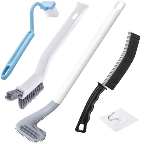 Toilet Brush, Deep Cleaner Silicone Toilet Brushes with Long Handle, Toilet Rim Corner Crevice and Tile Grout Groove Gap Cleaning Brush for Home, Bathroom, Shower, Small Spaces